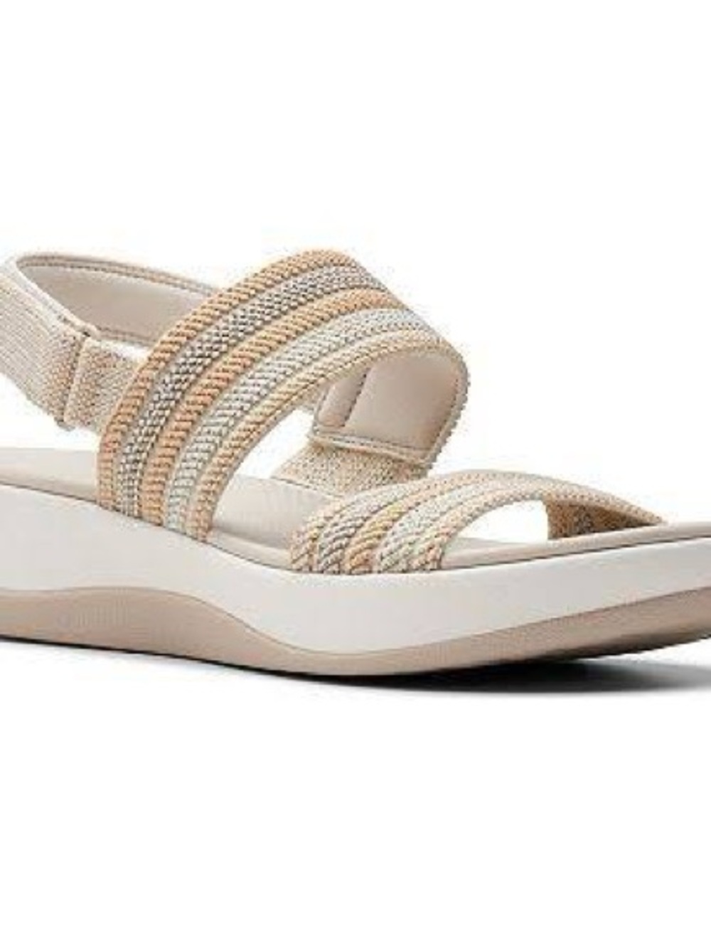 NIB Clarks Arla Stroll Cloud Steppers Sandals in Beige Combi, Size 6.5